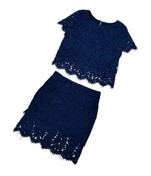 LULU'S 2 Piece Navy Lace Dress Top & Skirt Set Size Small thumbnail 1