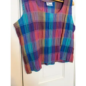 Vintage Avon Fashions Plaid 2 Piece Set Crop Top Midi Skirt Multicolor VTG M/L thumbnail 2