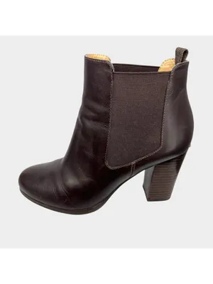 MICHAEL Michael Kors Lottie Chocolate Brown Leather Heeled Ankle Booties Size 8 thumbnail 4