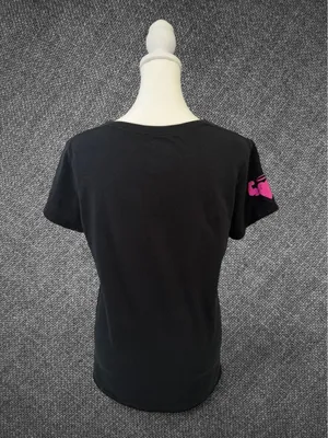 Gildan Black V-Neck Tee with Bright Pink Statement Print thumbnail 8