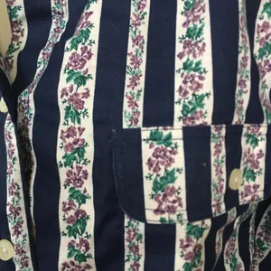 Cherokee Vintage 90s Western Style Floral Stripe Button Up Shirt Blue Purple M thumbnail 6