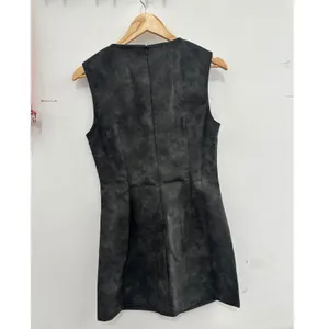Collusion Asos Faux Leather‎ Mini Dress Grey Washed Sleeveless Shift US 6 Party thumbnail 5