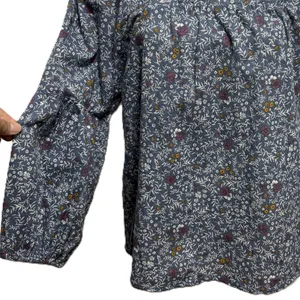 a.n.a Blouse Blue Floral Cotton Puff Sleeve Square Neck Boho Cottage Peasant M‎ thumbnail 2