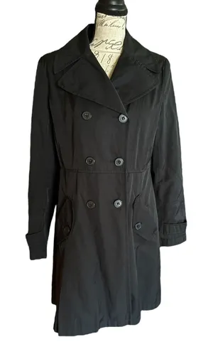 DKNY Women's Black Button Front Trench Coat Size Medium thumbnail 1