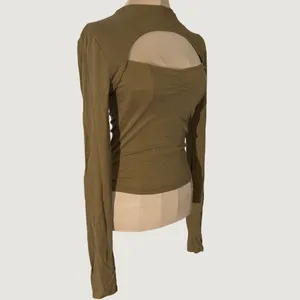 341 | Intimately Free People‎ S Olive Ribbed Mock Neck Open Back Long Sleeve Top thumbnail 4