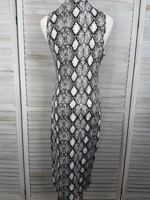 CAUTION TO THE WIND Snake Print Bodycon Sleeveless Mock Neck Maxi Dress-Medium thumbnail 3