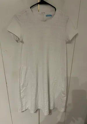 J. McLaughlin White Textured Short-Sleeve Midi Dress thumbnail 1