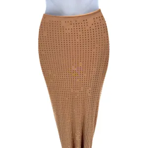 Amable by Mable Tan Rhinestone Mesh Two Piece Skirt‎ Set Party Cocktail thumbnail 8