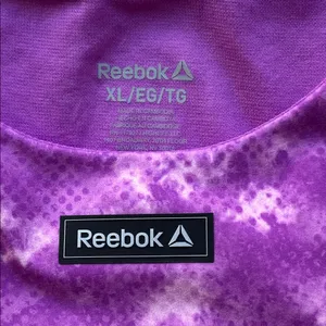 NWOT Reebok XL Purple Tie Dye Athletic Crop Top Bra Racerback with Peephole thumbnail 3