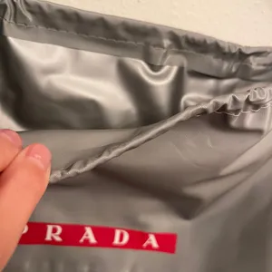 PRADA Nylon Drawstring Dust Bag Gray Red White PRADA Stripe Logo thumbnail 4