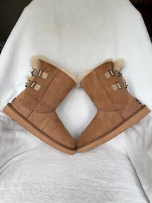 UGG CHESTNUT TAN SUEDE LEATHER & SHEEPSKIN S/N 1010258 Klea Mid-calf BOOTS Sz 9 thumbnail 6