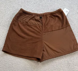 NWT Forever 21 Shorts Womens L Brown Bermuda Knit Lounge Fleece Font Drawstring thumbnail 1