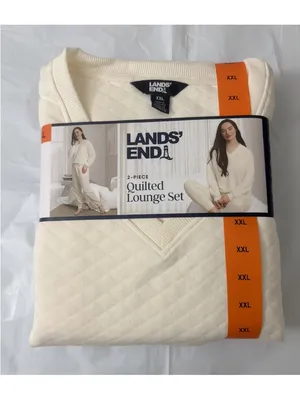 Lands’ End Off White Cream Quilted Loungewear 2 Piece Top Pants Set XXL XL New thumbnail 5