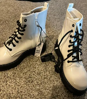 Brand new white platform combat boots Size 10 thumbnail 4