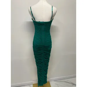 Privy Emerald Green Ruched Midi Dress Bodycon Medium Formal Autumn Wedding Guest thumbnail 2