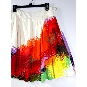 Cordelia Women’s Size 6 Multicolor‎ Abstract Print Pleated Cotton Skirt thumbnail 14