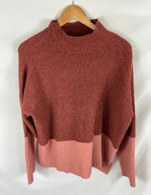 Olive + Oak Mock Neck Colorblock Two toned Tunic Sweater XL thumbnail 1