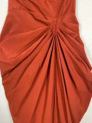 PrettyLittleThing Strapless Sweetheart Ruched Midi Dress in Rust Size 6 thumbnail 7