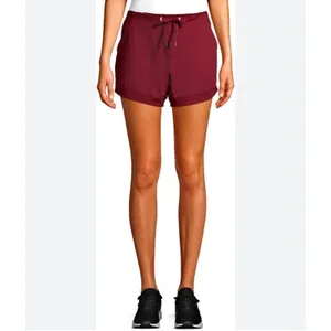 Avia‎ Women Running Athletic Gym Shorts XL Burgundy Mesh Hem Pockets Drawstring thumbnail 2