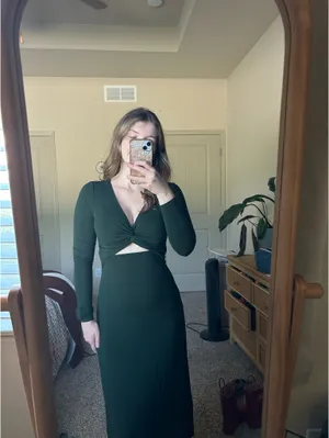 Old navy forest green long sleeve dress thumbnail 2