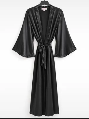 Oscar de la Renta Pink Label Satin Long Kimono Robe lingerie moody Romantic Goth thumbnail 1