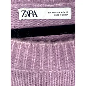 ZARA Oversized Ribbed Hem Long Sleeve Round Neck Pullover Sweater M Purple thumbnail 8
