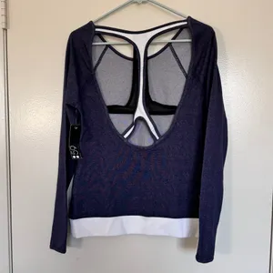 NWT Splits 59 Regan Double Racerback Sweatshirt in Navy/White Size Small thumbnail 2