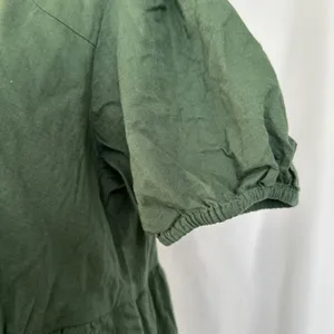 Honey Button Front Dress Puff‎ Sleeve Tiered Hem Casual Green Women's Large thumbnail 4