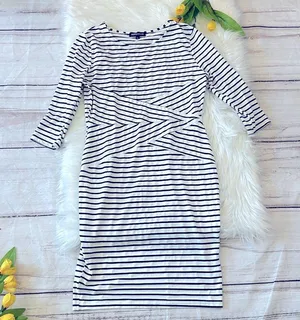 Women 3/4 Sleeve Striped Work Wear Business Cocktail Pencil Dress Size X-Large thumbnail 2