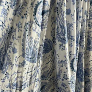 Boho Me crop wide leg JUMPSUIT XS smocked paisley floral shabby chic BLUE WHITE thumbnail 9