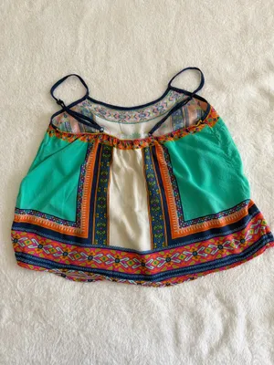 Flying Tomato Boho Euro Summer Festival Beach Paisley Spaghetti Strap Tank L thumbnail 3
