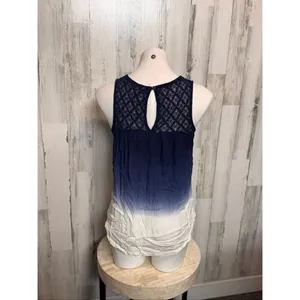 Xhilaration Blue White Ombre Lace Trim Tank Top – Size Medium thumbnail 4