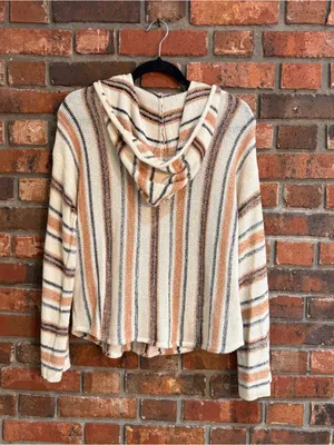 Billabong womens baja beach striped knit pullover hoodie cream M thumbnail 5