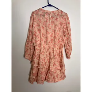 LOFT Dress Womens Medium Peach NWT Floral Tiered Ruffle Cotton Long Sleeve Mini thumbnail 6