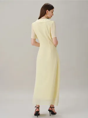 RIHOAS Pale Yellow Tie-Front Maxi Dress thumbnail 10