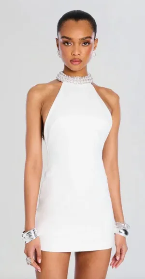 Retrofete Penelope Open Back Mini Dress White Womens Size Large thumbnail 1