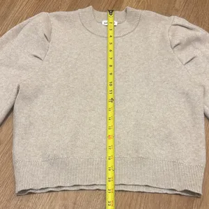 Sugarlips Large Oatmeal Beige Long Sleeve Sweater Cropped Pleated thumbnail 4