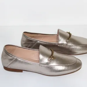 Coach Hanna Loafer Champagne and Gold Metallic Leather Shoes Size 8.5 thumbnail 5