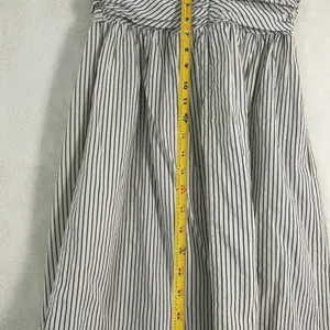 Aryn K Strapless Mini Dress Womens‎ Small Black White Striped Ruched Fit & Flare thumbnail 7