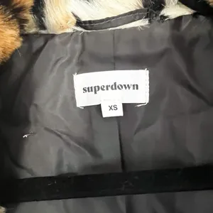 SUPERDOWN Faux Fur Animal Print Open Oversized Coat Sz XS thumbnail 9