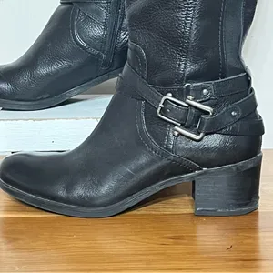 Marc Fisher Knee High Riding Boots Womens 9 M‎ Pebbled Black Leather Equestrian thumbnail 2