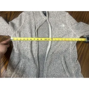 The North Face Women's Fleece Jacket Heather Gray Mock Neck Full Zip Pockets L thumbnail 5