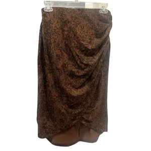 Open Edit Boho Brown Tulip Hem Flowy Knee Length Festival Earthy Skirt S NWT thumbnail 2