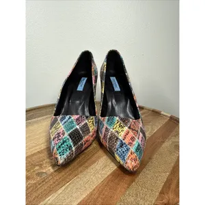 Dee Keller Pumps Multi Color Snake Skin Embossed Pointed Toe Italy Sz.40 Leather thumbnail 7