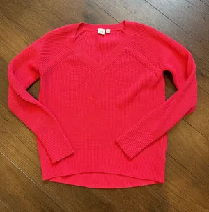 Gap Women’s V-Neck Ribbed Sweater - Pink Size Small - C44-004 thumbnail 1