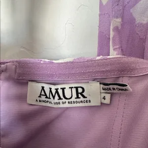 AMUR Selina Floral Halter Midi Dress Lavender White Cutout A-Line Size 4 thumbnail 4