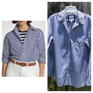 Heritage 1981 Medium Blue & White Striped Button Up thumbnail 2