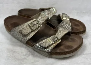 Birkenstock Arizona Shiny Snake Cream Iridescent Sandals Womens 39N EU 8-8.5 US thumbnail 1