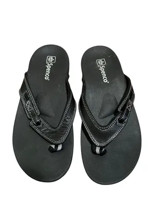 Spenco Women’s Size 8D Ava Orthotic Sandals Black‎ Adjustable Leather Thong thumbnail 4