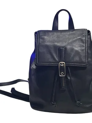 COACH Vintage All Leather legacy Black Backpack 9858 Women's Adjustable Straps thumbnail 2